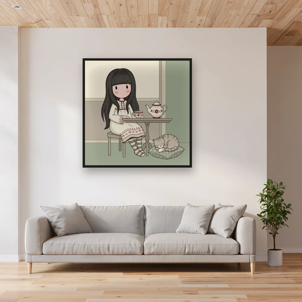 Tea Table and Sleeping Cat – Living room