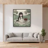 Strawberry Picnic in the Meadow – displayed in a living room