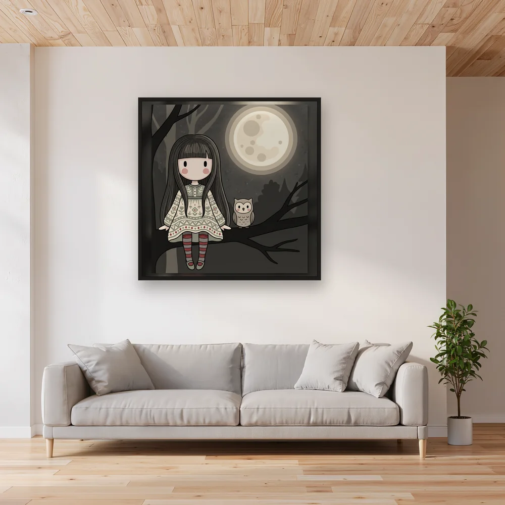 Moonlit Branch and Little Owl – Living room