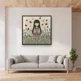 Gorjuss Girl Among Lavender Butterflies – displayed in a living room