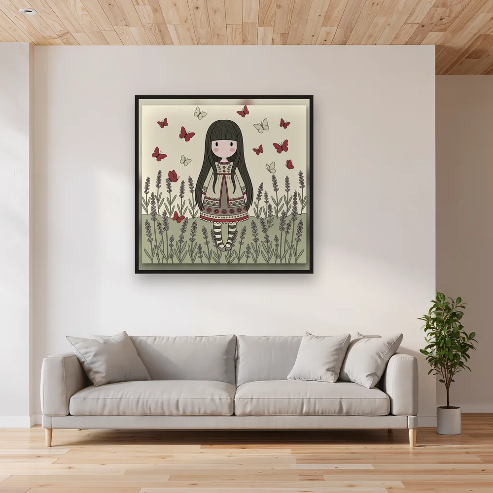 Gorjuss Girl Among Lavender Butterflies – Living room