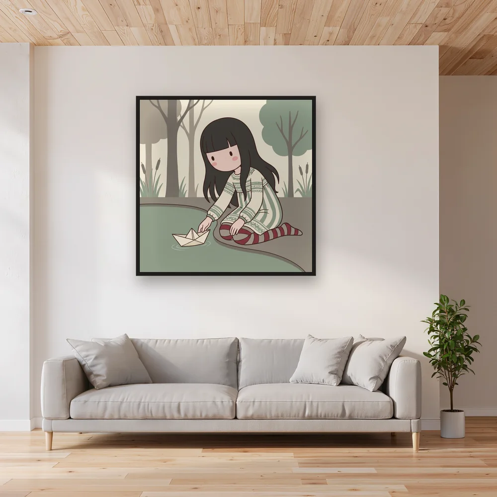 Gorjuss Girl with Paper Boat – Living room