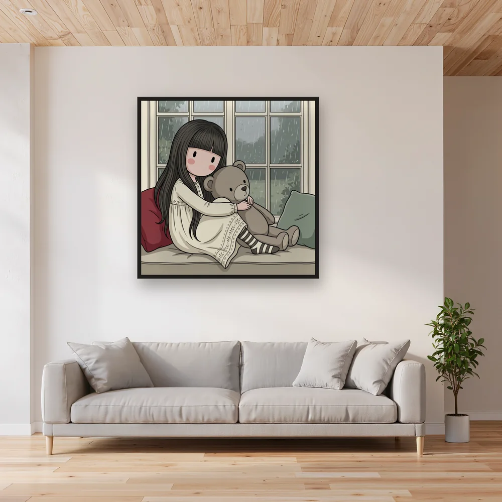 Rainy Window Teddy Bear – Living room