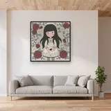 Gorjuss Love Letter and Roses – displayed in a living room