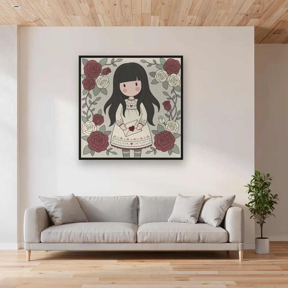 Gorjuss Love Letter and Roses – Living room
