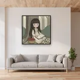 Gorjuss Girl Reading Beneath Oak – displayed in a living room