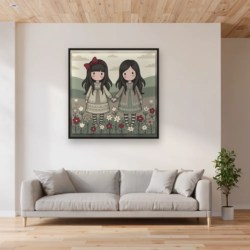 Gorjuss Mädchen im Blumenfeld – Wohnzimmer