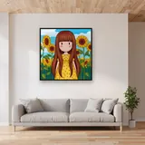Gorjuss Girl Among Sunflowers – displayed in a living room
