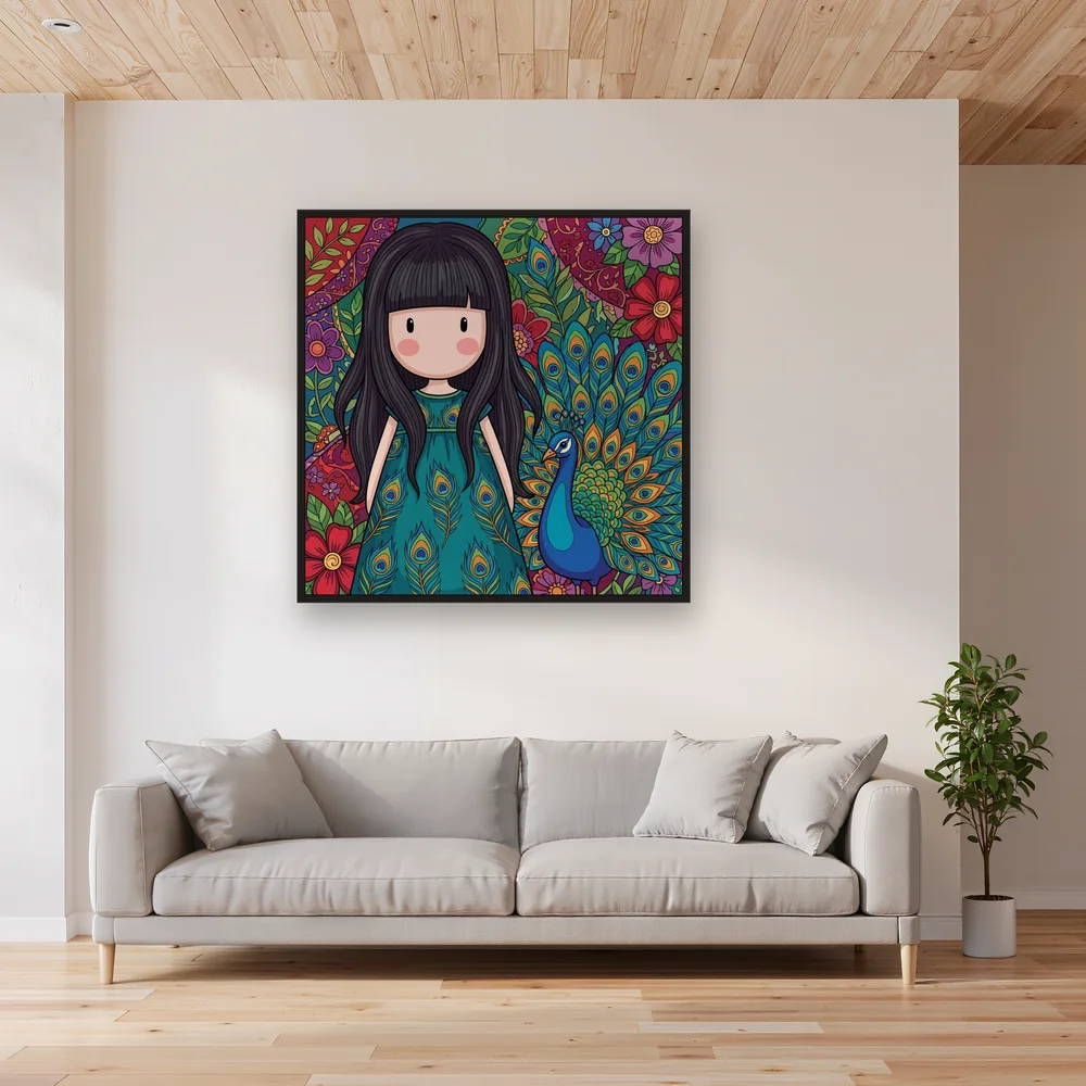Gorjuss Girl and Peacock Garden – Living room