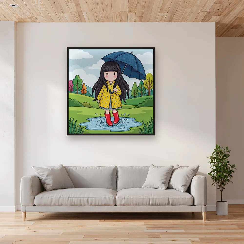Gorjuss Girl Jumping in Puddles – Living room