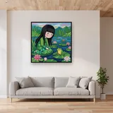 Gorjuss Girl by the Pond – displayed in a living room