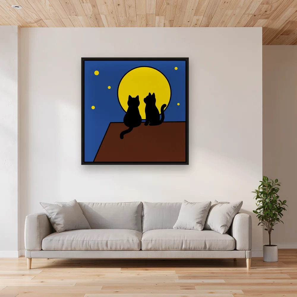 Chats sous la lune jaune – Salon