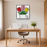 Trois Tulipes dans un Vase Blanc – Bureau