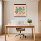Trois Cactus aux Fleurs Roses – Bureau