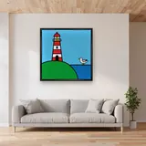 Red and White Lighthouse – displayed in a living room