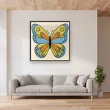 Papillon Symétrique aux Couleurs Vives – mis en situation dans un salon