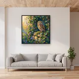 Morning Ivy Owl – displayed in a living room