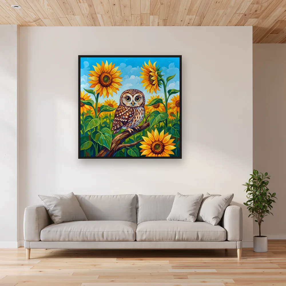 Sunflower Field Owl – Living room