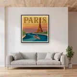 Paris au Coucher du Soleil – mis en situation dans un salon