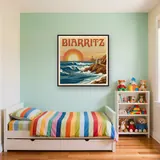 Biarritz mit Brandung und Felsen – Kinderzimmer
