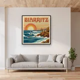Biarritz mit Brandung und Felsen – im Wohnzimmer