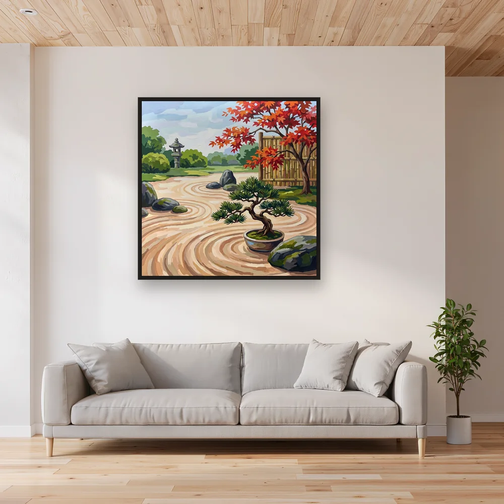 Raked Sand Japanese Garden – Living room