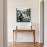 Balanced Stones and Pink Lotus – Hallway