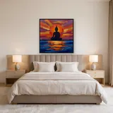 Meditating Buddha Sunset Lake – Bedroom
