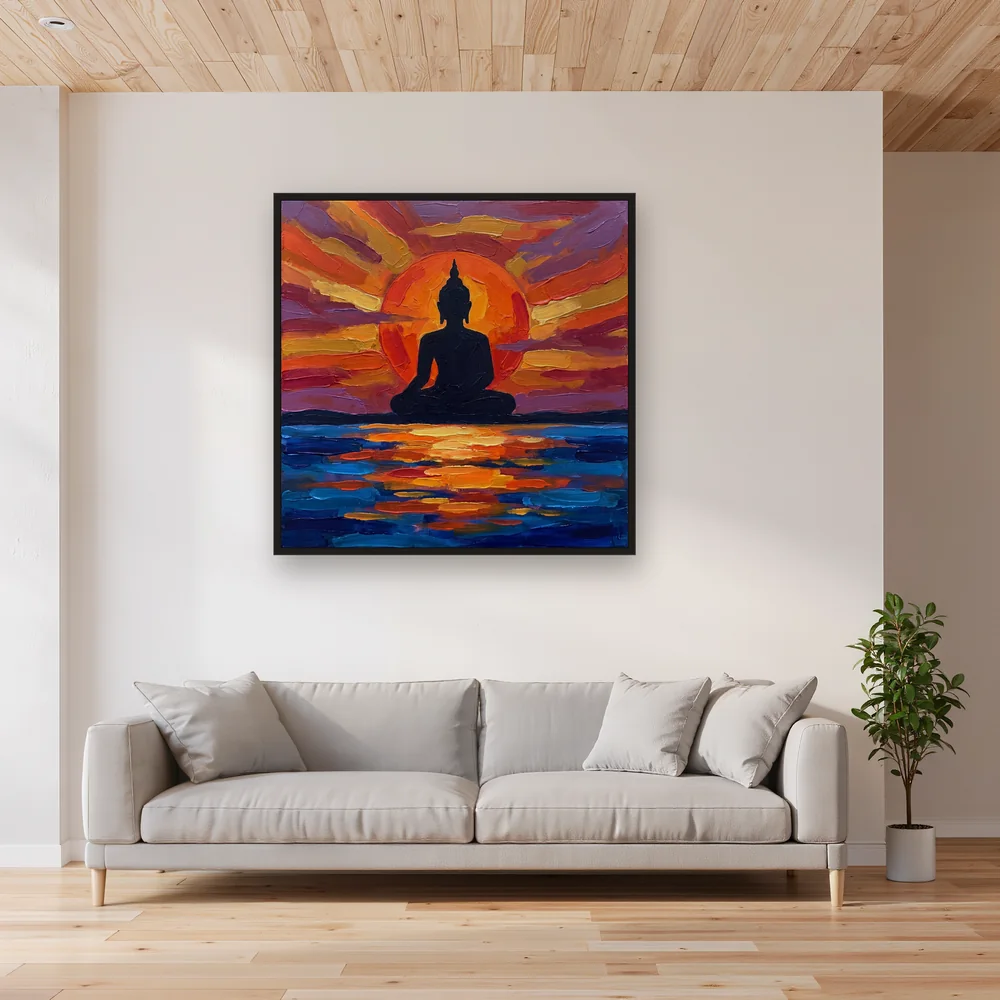 Bouddha Méditatif au Coucher du Soleil – Salon