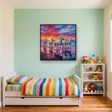 White Camargue Horses Galloping at Sunrise – Kids room