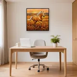 Palomino galopant dans les blés dorés – Bureau
