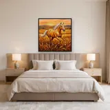 Palomino galopant dans les blés dorés – Chambre