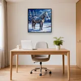 Grey Horse in Snowy Winter Pasture – Office