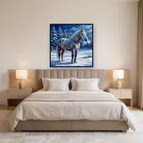 Grey Horse in Snowy Winter Pasture – Bedroom