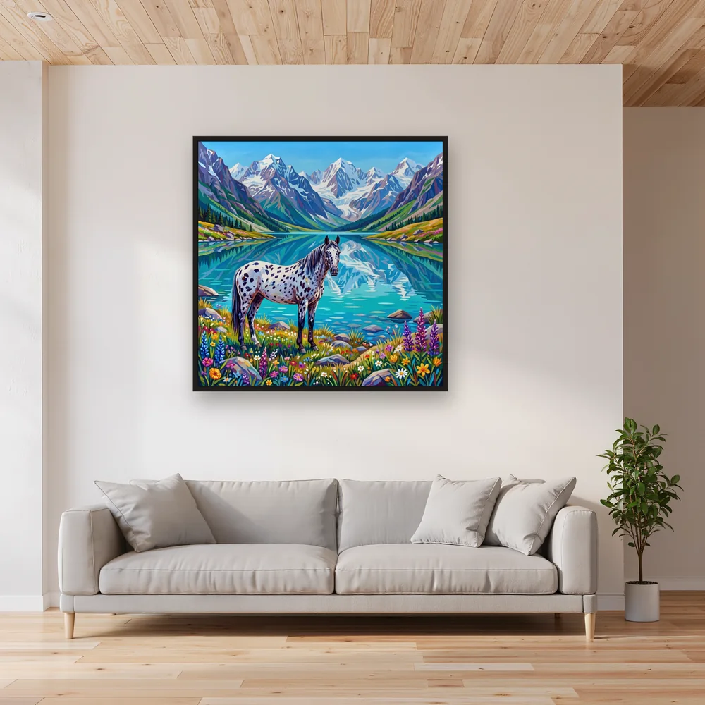 Gefleckter Appaloosa am Bergsee – Wohnzimmer