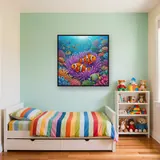 Clownfish Pair in Purple Anemone – Kids room