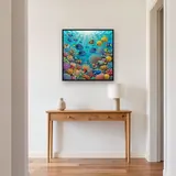 Tropical Fish School Over Sunlit Coral Reef – Hallway