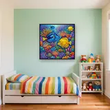 Blue and Yellow Tangs in Coral Reef – Kids room