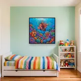 Striped-Fin Lionfish Over Colorful Coral – Kids room