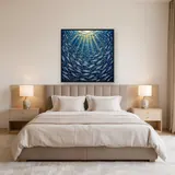 Swirling Silver Sardines in Sunlit Sea – Bedroom