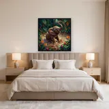 Éléphanteau joyeux dans la mare boueuse – Chambre