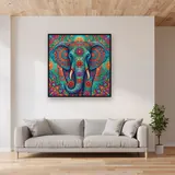 Boho-Elefant mit Mandala-Mustern – im Wohnzimmer