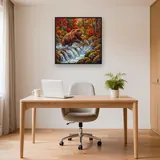 Orso bruno e salmone alla cascata d'autunno – Studio