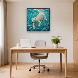 Orso polare nuota tra bolle e raggi – Studio