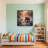 Bear Fishing in Misty Sunrise River – Kids room