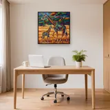 Giraffenmutter und Jungtier im goldenen Gras – Büro