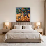 Giraffenmutter und Jungtier im goldenen Gras – Schlafzimmer