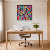 Pop-Art-Giraffe mit geometrischem Patchwork – Büro