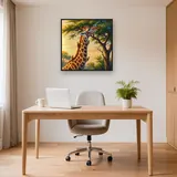Giraffe mit Madenhackern im Morgenlicht – Büro