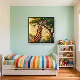 Giraffe mit Madenhackern im Morgenlicht – Kinderzimmer